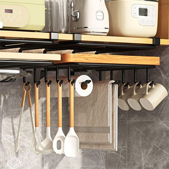 Étagère cuisine couleur noir et bois naturel plus de sérenité