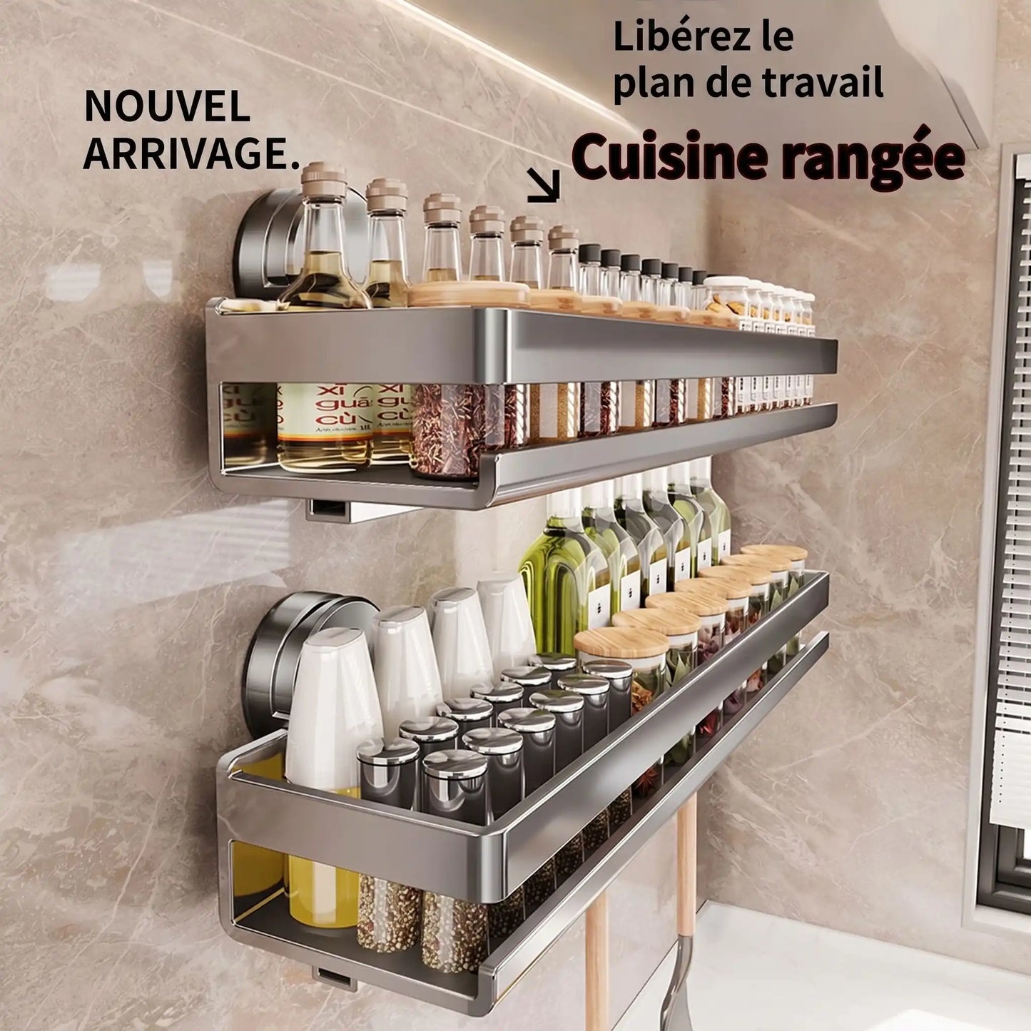 Étagère de cuisine murale à ventouse1