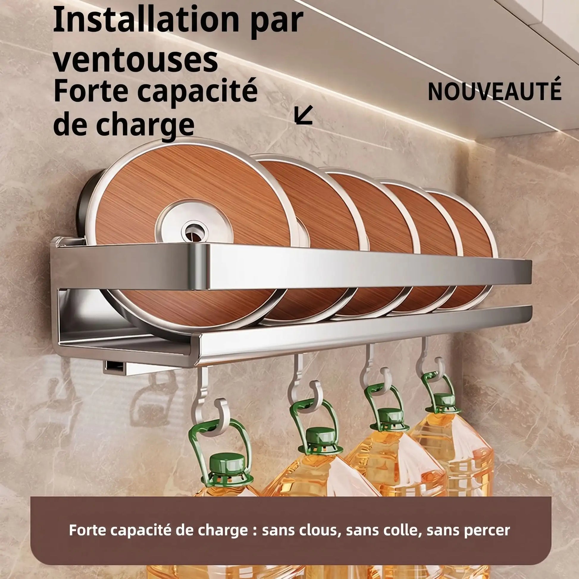 Étagère de cuisine murale à ventouse3
