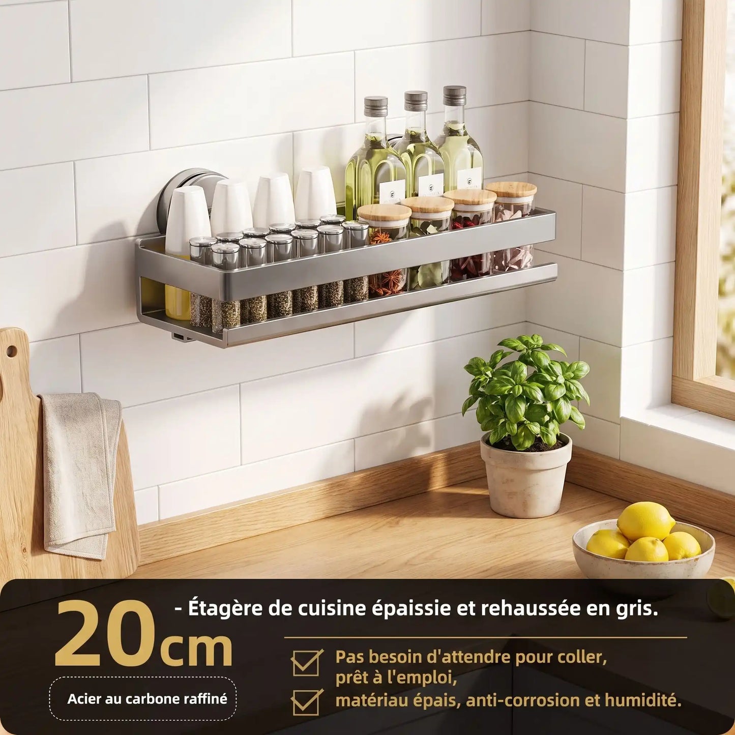 Étagère de cuisine murale à ventouse4