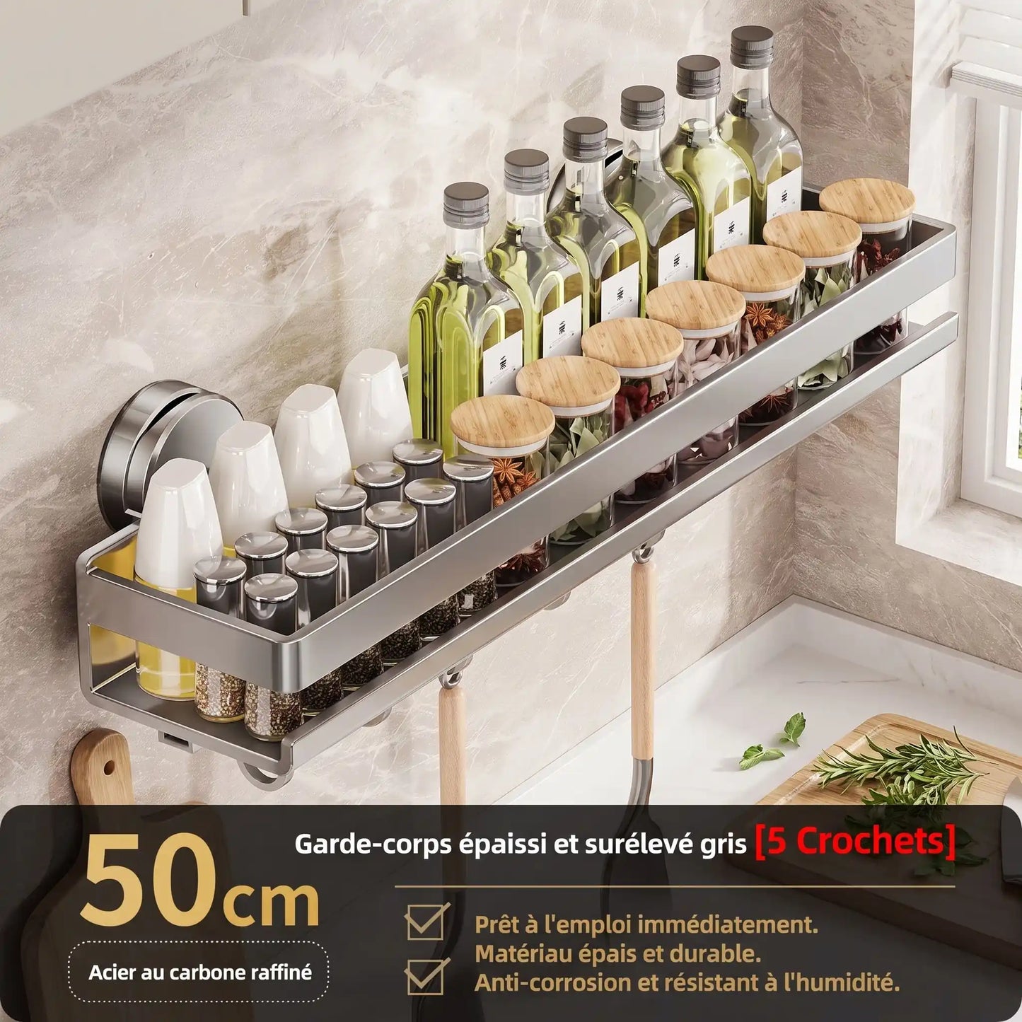 Etagère de cuisine murale à ventouse5