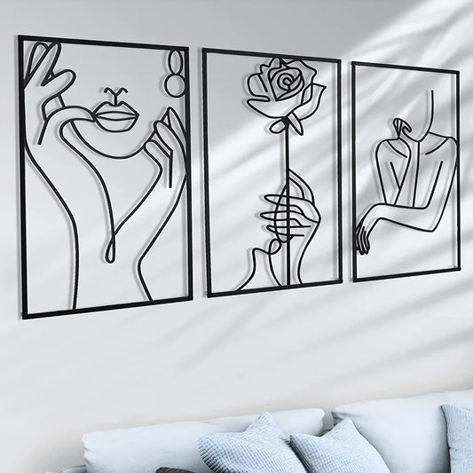 Graceful Silhouette: Modern Metal Line Art Female Body Wall Decor