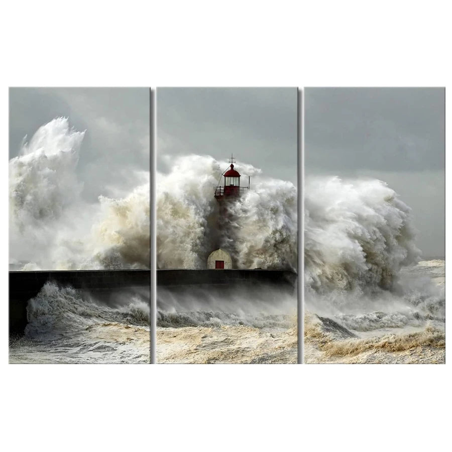 Guiding Light: Diamond Mosaic Lighthouse Triptych