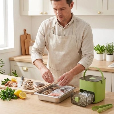 Bac a glacon verte s'adapte à différents styles de cuisine