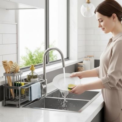 Organisateur evier pratique pour optimiser le rangement autour de l'évier