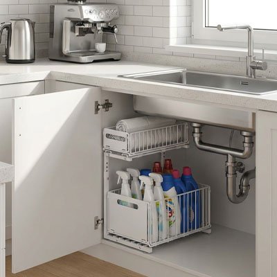 Organisateur placard cuisine clouleur blanche