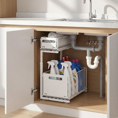 Organisateur placard cuisine couleur blanche