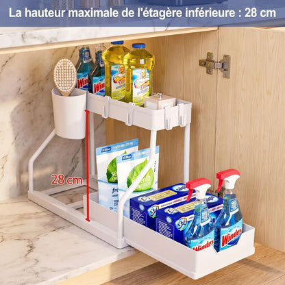 organisateur sous évier double niveau 