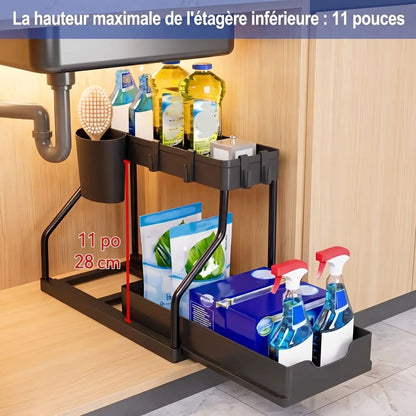 organisateur sous évier double niveau 